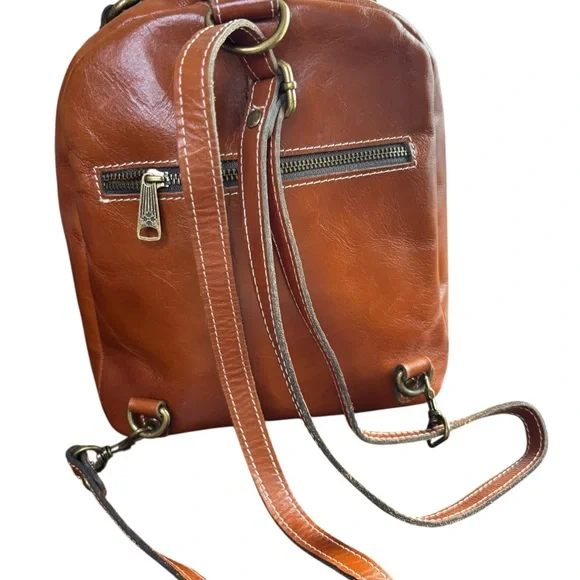Patricia Nash P55001 Tan Leather Backpack Vintage Style - Picture 4 of 9